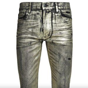 NWT AMIRI Foil Stack Jean Black & Gold Denim M34 W8 Total Rock Star